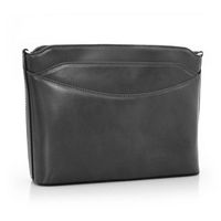 VERA PELLE torebka listonoszka duża klasyczna z paskiem V063 grafitowa