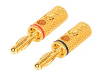 Wtyk banan ZŁOTY skręcany mały czarny+czerwony