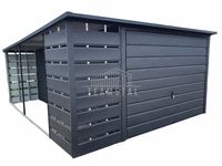 Garaż Blaszany 3x5 + wiata - Brama - Antracyt - spad w tył TS537