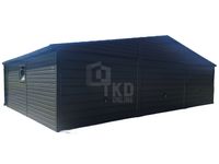 Garaż Blaszany 9x6 - 3x Brama - 2x okno - rynny - Antracyt TKD104