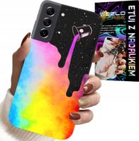 ETUI DO SAMSUNG GALAXY S21 - TĘCZOWE KOLOROWE WZORY, FARBA + FOLIA