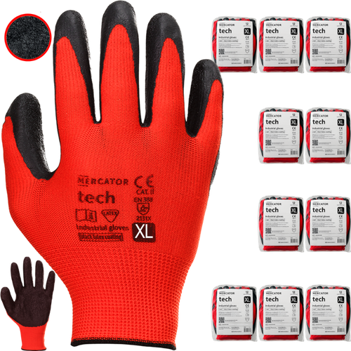 rękawice robocze mercator tech red+black latex - xl - 120 par na Arena.pl