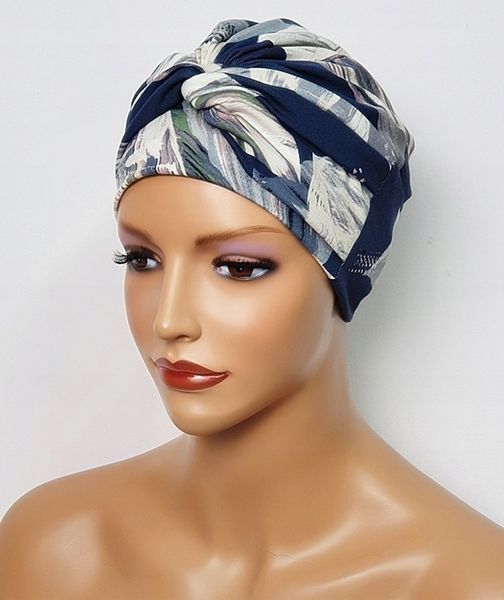 Przeplatany turban damski Sara 259 czapka marszczona także po chemioterapii zdjęcie 4