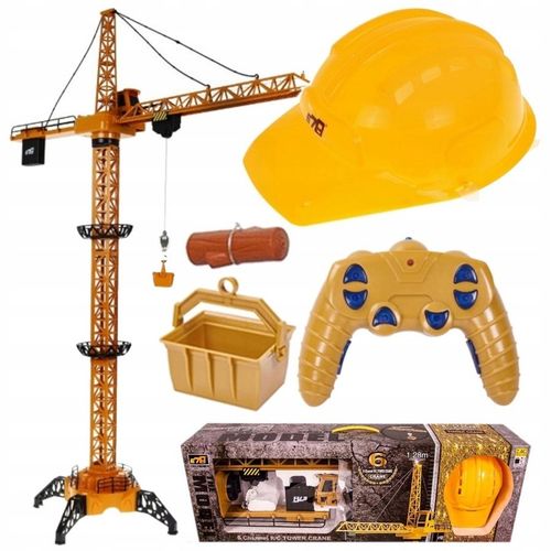 Mega Dźwig Żuraw Budowlany RC Zdalnie Sterowany 128cm na Pilot + Kask LED na Arena.pl