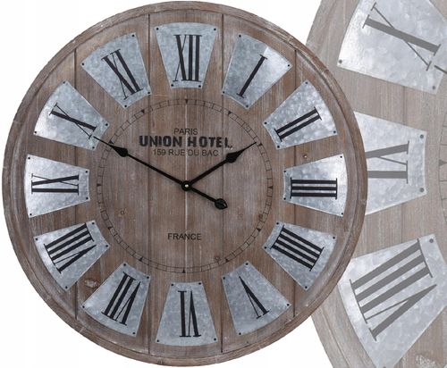 DREWNIANY ZEGAR - 80 CM - ŚCIENNY RETRO LOFT na Arena.pl