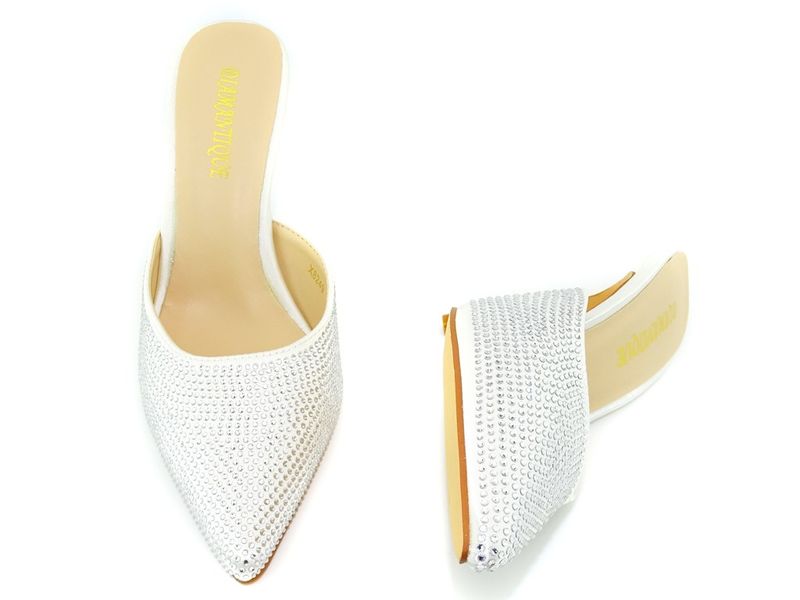 Klapki na szpilce białe z długim noskiem 36 zdjęcie 4