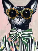 Plakat 60x80cm Portret Zwierząt | Buldog w Okularach | Pop Art