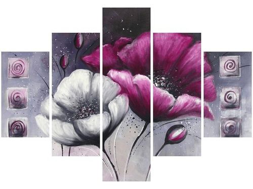 70 100CM OBRAZ 5 ELEM MALOWANE MAKI DRUK PŁÓTNO na Arena.pl