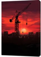 Obraz 70x100cm Zmierzch Nad Budową