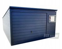 GARAŻ BLASZANY 4m x 7m poziom - spad tył - Brama uchylna okno - antracyt grafit BOX61 4x7