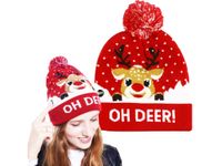 Czapka zimowa led świąteczna święta świeci ciepła wzór 1 renifer