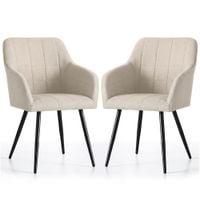 2x Krzesło tapicerowane tkanina lumos do salonu LUXANO Beżowe Czarne nogi