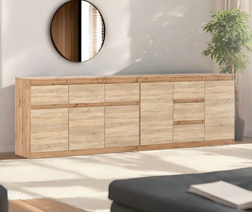 Komoda Pojemna Szafka Do Salonu 6 Szuflad 240cm Drewniana Wotan Sonoma na Arena.pl