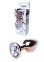 biżuteria analna stalowa heavyfun red gold clear 7 cm