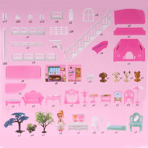 Duży Domek Dla Lalek Villa Rozkładany z Mebelkami, Laleczkami i Pieskami XXL na Arena.pl