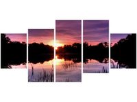 70CM 150CM OBRAZ 5 ELEM ZACHÓD SŁOŃCA WŚRÓD TRZCIN ŚCIENNY