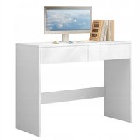 Nowoczesne białe biurko komputerowe w stylu loft, z 2 szufladami, 100 cm