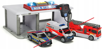 Dickie Toys SOS Stacja Ratunkowa z Pojazdami, Dźwięk, Światło