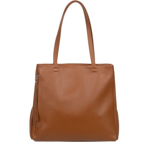 VERA PELLE torebka damska skórzana shopper z paskiem na ramię V514 beżowa na Arena.pl