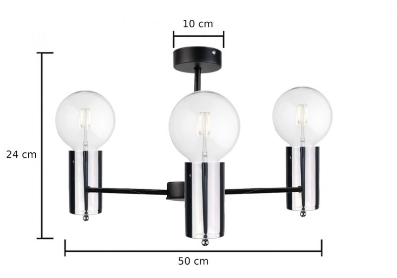 Lampa sufitowa 3xE27 ARDE BLACK/SILVER zdjęcie 3