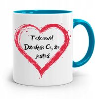 Kubek Błękitny Dla Teściowej Dziękuję Ci Że Jesteś Z Nadrukiem Ze Zdjęciem