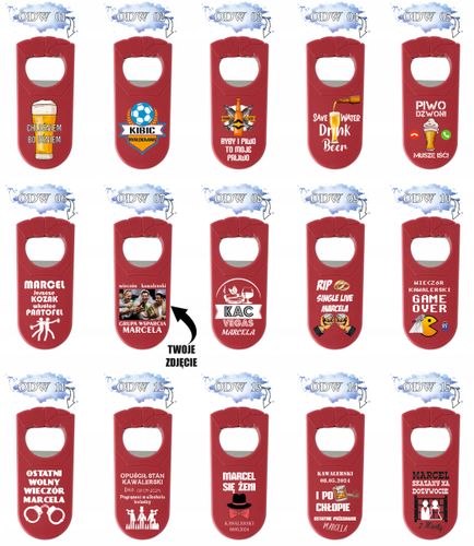 OTWIERACZ Z NADRUKIEM UV personalizowany chluśniem bo uśniem TWÓJ NAPIS na Arena.pl