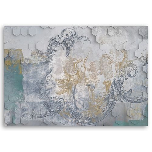 Emaga Obraz na płótnie, Szare ptaki na geometrycznym tle - 60x40 na Arena.pl