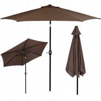 PARASOL OGRODOWY ŁAMANY SKŁADANY DUŻY SOLIDNY BRĄZOWY MOCNY 260cm Z KORBĄ