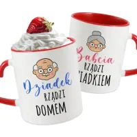 2x KUBEK Z SERCEM CZERWONYM NA DZIEŃ BABCI I DZIADKA Dziadkowie Rządzą Wz