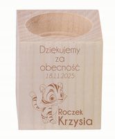 GRAWEROWANY ŚWIECZNIK drewniany podziękowania za obecność NA ROCZEK dziecka