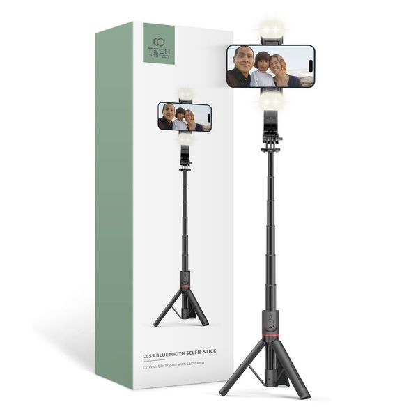 TECH-PROTECT L05S BLUETOOTH SELFIE STICK TRIPOD & LED LIGHT BLACK zdjęcie 1