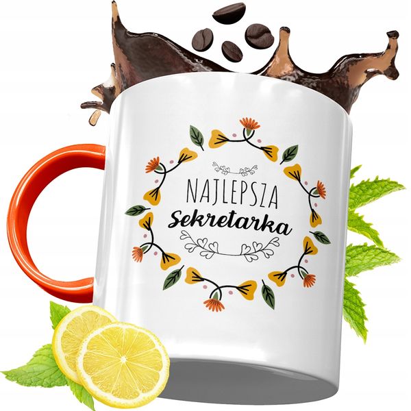 Kubek Pomarańczowy Dla Sekretarki Prezent Z Nadrukiem Ze Zdjęciem zdjęcie 1
