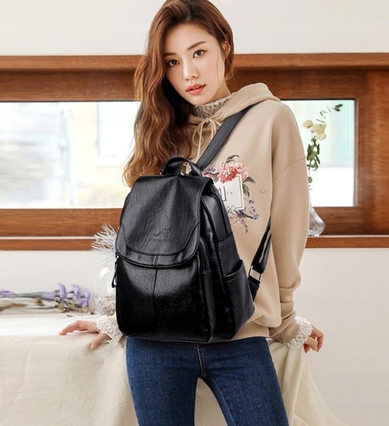 Skórzany Plecak Damski Szkoły Pracy Miejski Czarny zdjęcie 13