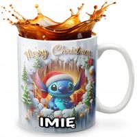 KUBEK 330ml Z GRAFIKĄ PREZENT NA ŚWIĘTA WZORY- BAJKA STIT LILO STICZ + IMIĘ