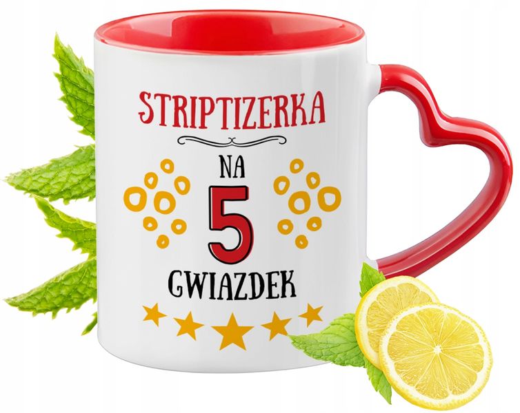 Kubek Czerwony Z Uszkiem W Kształcie Serca Dla Striptizerki Na Prezent zdjęcie 1