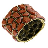 Metalowa sztywna bransoletka brązowe kamienie