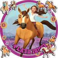 OPŁATEK NA TORT 30CM - MUSTANG SPIRIT KONIE + IMIĘ + GRATIS! 24CM 26CM