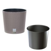 Doniczka okrągła rattan 20x20x19 cm mocca