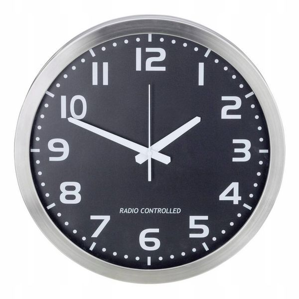 Zegar ścienny sterowany radiowo 40cm DCF77 aluminium zdjęcie 1