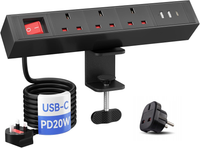 Sewingvr Listwa Zasilająca Nablatowa USB C PD20W 2M Czarna Do Biurka UK