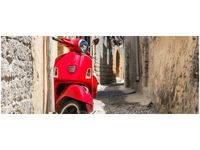 100X40CM CZERWONY SKUTER OBRAZ DREWNO