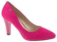 Czółenka zamszowe na słupku 8,5 cm. fuksja Rozmiar obuwia - 37