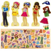 MAGNETYCZNA UKŁADANKA UBIERANIE DZIEWCZYNKI LALI UBRANKA PUZZLE ZESTAW A
