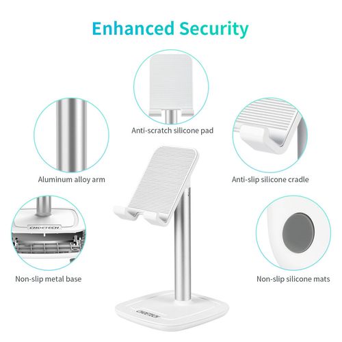 Stojak podstawka na telefon lub tablet z regulacją wysokości biało-srebrny na Arena.pl