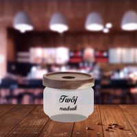 Pojemnik szklany 250 ml z drewnianą przykrywką z Twoim nadrukiem