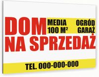 nadruk UV TABLICZKA reklamowa nierdzewna DOM NA SPRZEDAŻ dibond 40x30