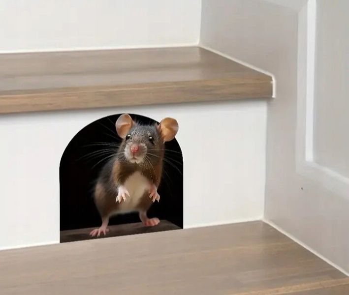 Naklejka realistyczna 3D Naścienna Myszka w Ścianie Mysia Dziura The Mouse zdjęcie 9