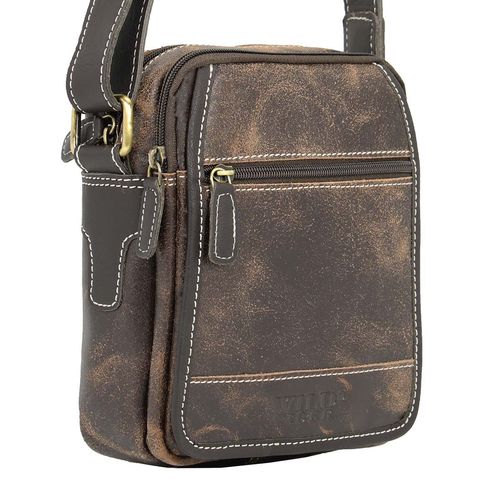 skórzana listonoszka męska wild tiger - brązowa na Arena.pl