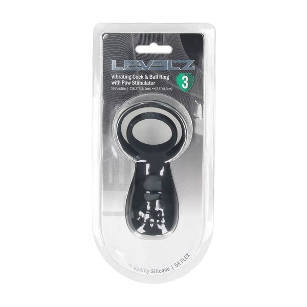 Vibrating Cock And Ball Ring With Paw Stimulator - Black zdjęcie 2