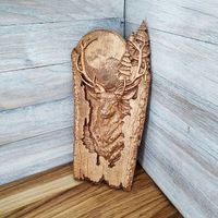 Płaskorzeźba drewniany obraz Jeleń prezent dla myśliwego łowczego 70 cm